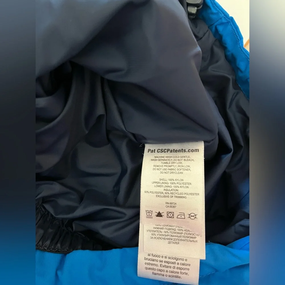 Men’s Columbia Omni-heat blue hooded winter jacket, multiple pockets, Velcro-S